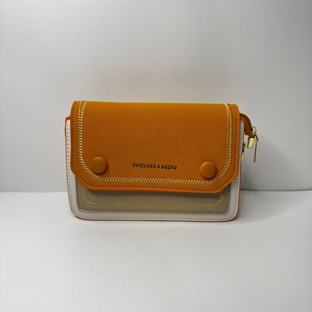Women's Gold Crossbody Bag with Wide Strap - Picture 1 of 8